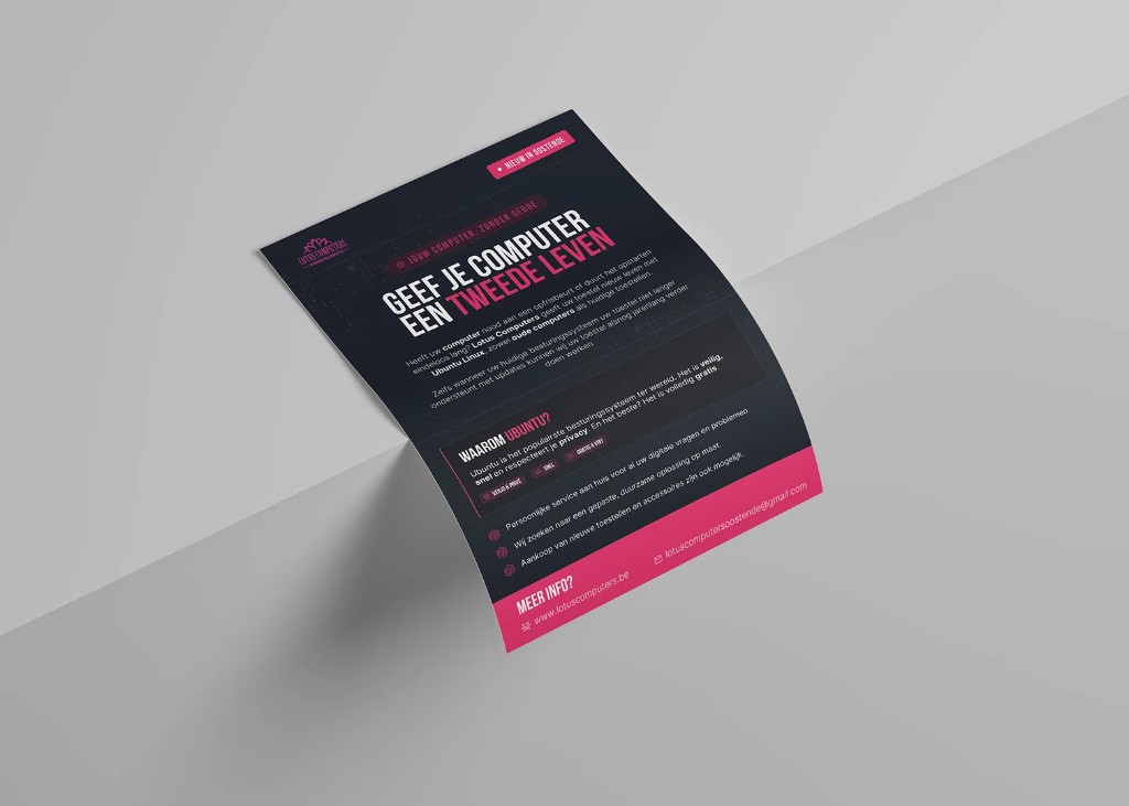 A5 flyer met heldere typografie en fotografie